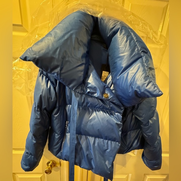 Bacon Pillow Collar asymmetrical puffer jacket Royal Blue L New with Tags - Picture 4 of 12